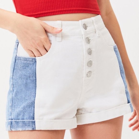 PacSun Pants - PacSun Color Block Denim Mom Shorts